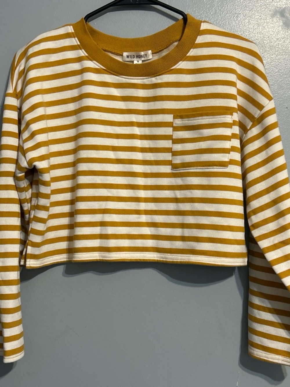 Wild Honey Mustard & White Striped Long Sleeve Crop Tee